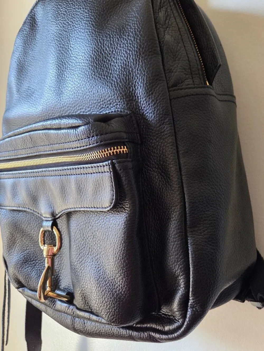 EUC LIKE NEW REBECCA MINKOFF PEBBLED GENUINE LEATHER LARGE BACKPACK BLACK